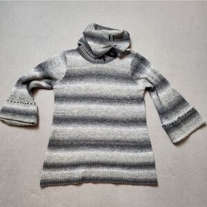 Lole Black and Gray Cowl Neck Sweater Wool Blend - Extra Fine Wool Blend